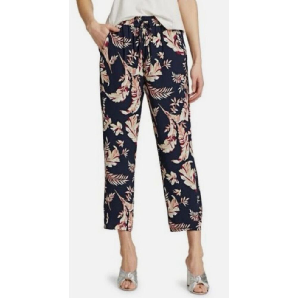 Joie Quisy Floral Pants Cropped Size Medium Viscose Lined Drawstring Trouser